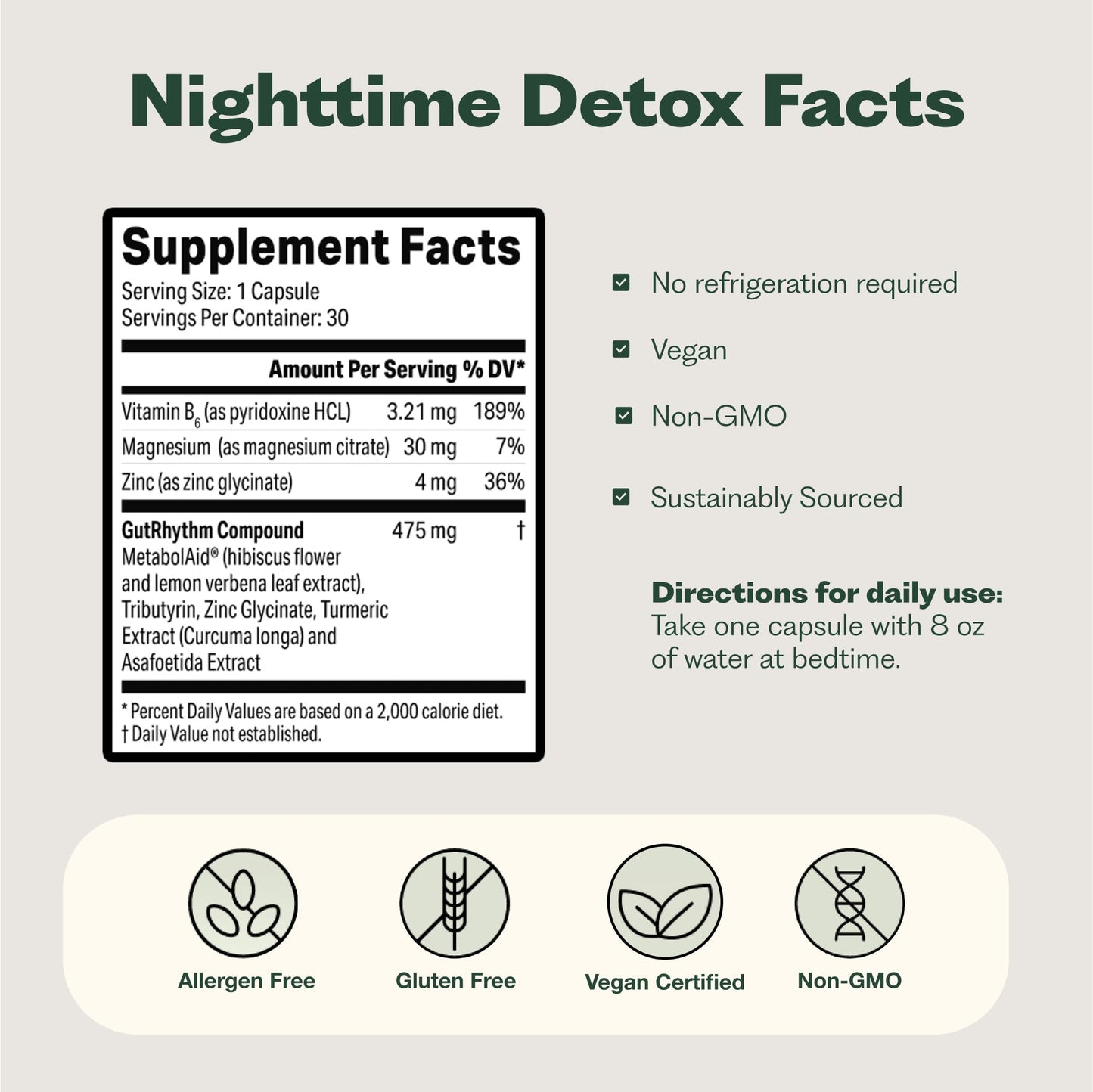 Nature M.D. GutRhythm Nighttime Recovery Overnight Digestive & Sleep Aid Supplement – Vegan 30 Servings