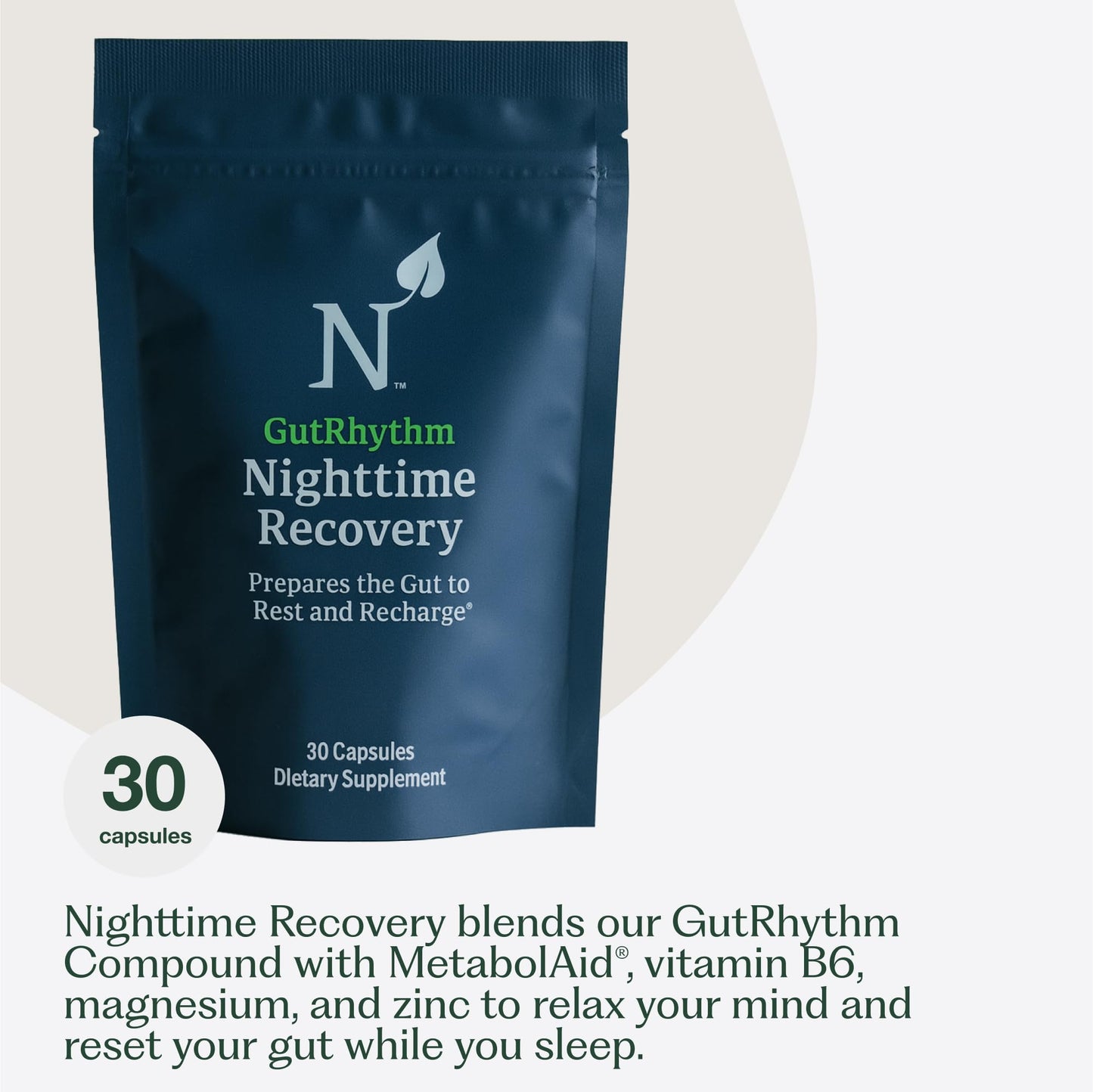 Nature M.D. GutRhythm Nighttime Recovery Overnight Digestive & Sleep Aid Supplement – Vegan 30 Servings
