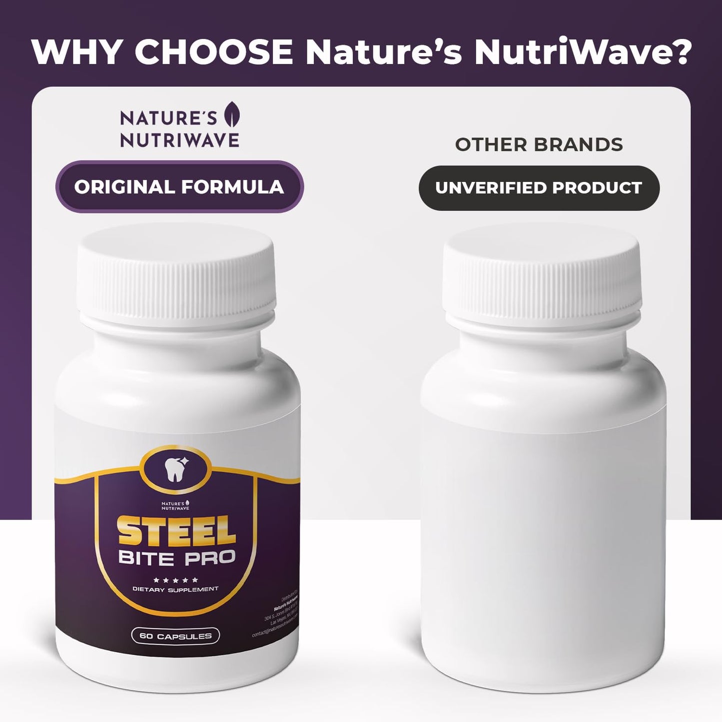 Nature's NutriWave Steel Bite Pro - Plant-Based Oral Wellness (60 Capsules)