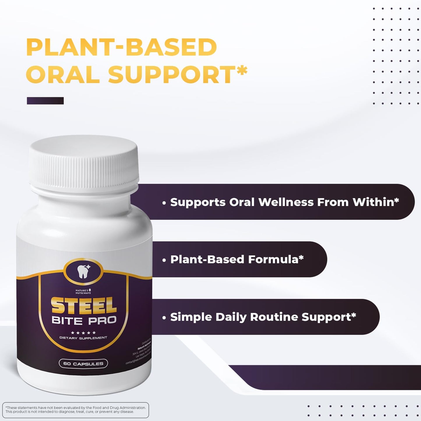 Nature's NutriWave Steel Bite Pro - Plant-Based Oral Wellness (60 Capsules)