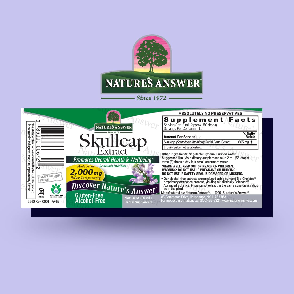 Nature's Answer Alcohol-Free Skullcap Herb - 1-Fluid Ounce
