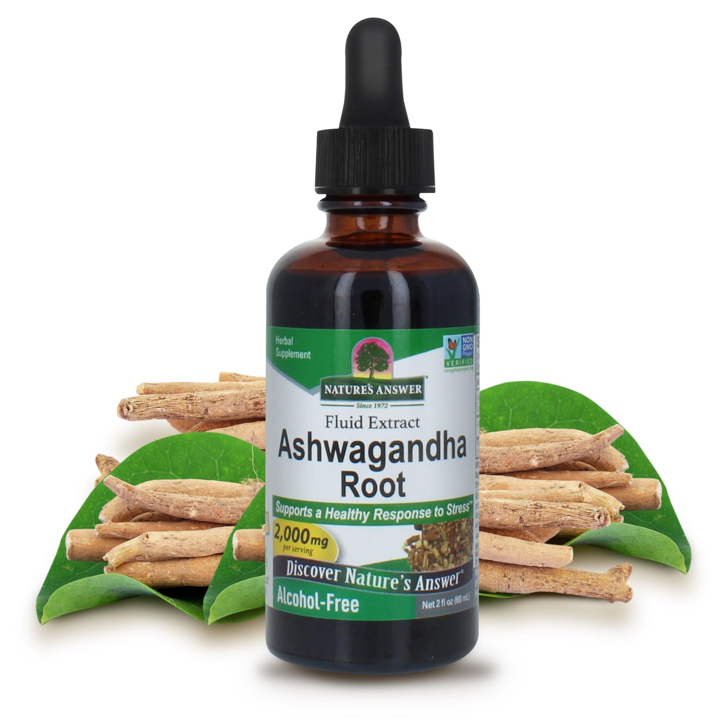 Nature's Answer Ashwagandha Root - Immune Support & Stress Adaptogen | Gluten-Free, Alcohol-Free & Vegan 2oz