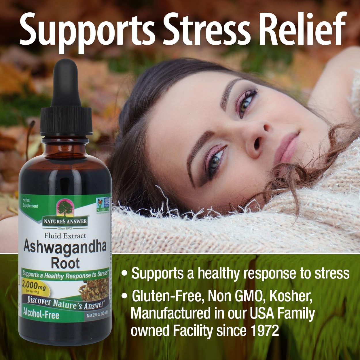 Nature's Answer Ashwagandha Root - Immune Support & Stress Adaptogen | Gluten-Free, Alcohol-Free & Vegan 2oz