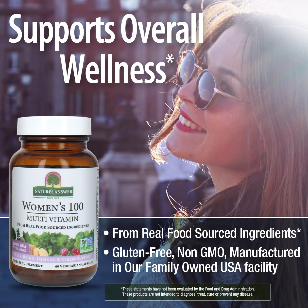 Nature's Answer Womens 100 Multivitamin | 60 Vegetarian Capsules | Supports Overall Wellness | Promotes Immune Function | Non-GMO | Vegan | Kosher | Made in The USA