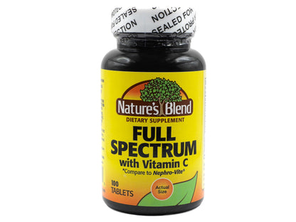 Nature's Blend Full Spectrum B with Vitamin C Powder, 100 Count (1269) – Gluten Free