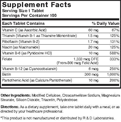 Nature's Blend Full Spectrum B with Vitamin C Powder, 100 Count (1269) – Gluten Free