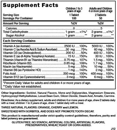 Nature's Blend Honey Bears Chewable Multivitamin 100 Tablets | Kids Vitamin Chewables