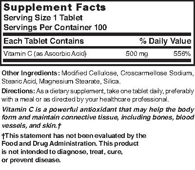 Nature's Blend Vitamin C 500 mg - 100 Tablets | Immune Support