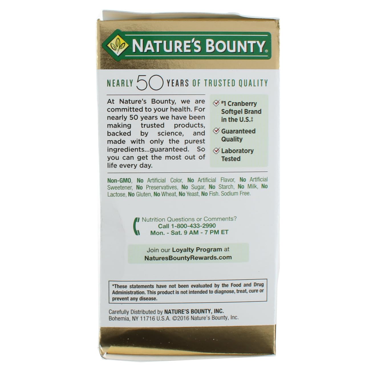 Nature's Bounty Cranberry Dietary Supplement – 60 Soft Gels, Pack of 2
