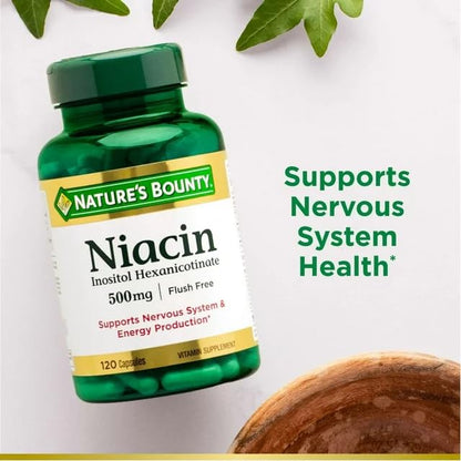 Nature's Bounty Flush Free Niacin 500 mg – 240 Capsules (2 x 120 Count Bottles)