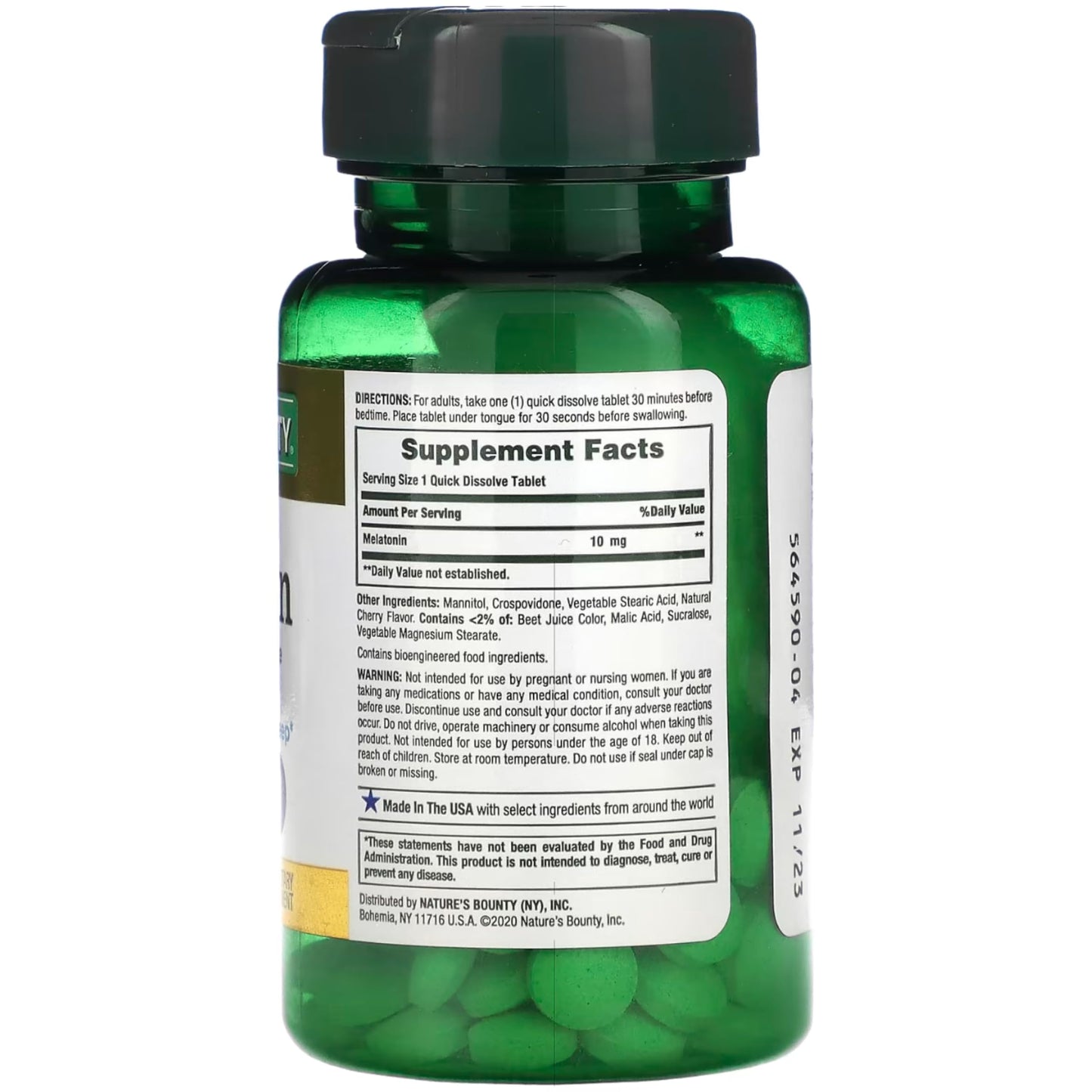 Nature's Bounty Melatonin 10 mg Quick Dissolve Tablets – Pack of 4