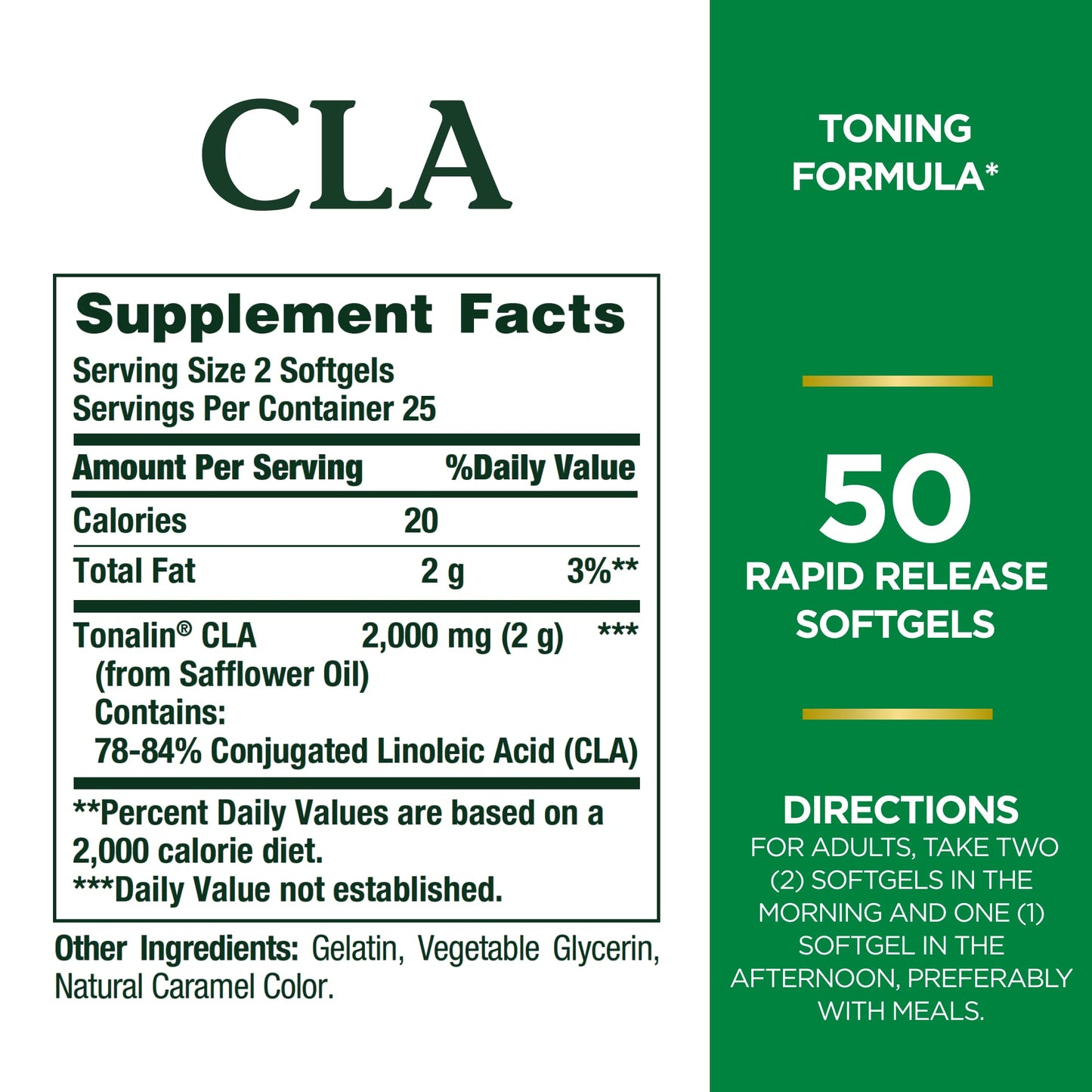 Nature's Bounty Tonalin CLA 1000mg – Diet & Body Support | 50 Rapid Release Softgels