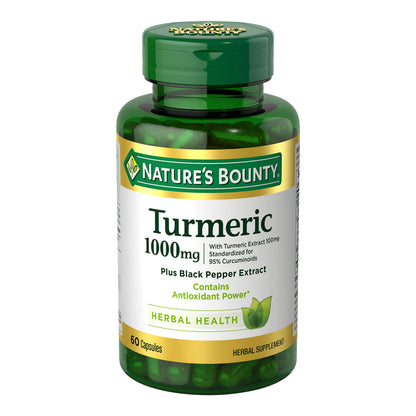 Nature's Bounty Turmeric with Black Pepper Extract 1000mg – Antioxidant Support, 60 Capsules