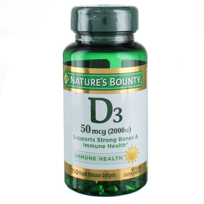 Nature's Bounty Vitamin D3 2000 IU Softgels Pack of 4 (150 ea)