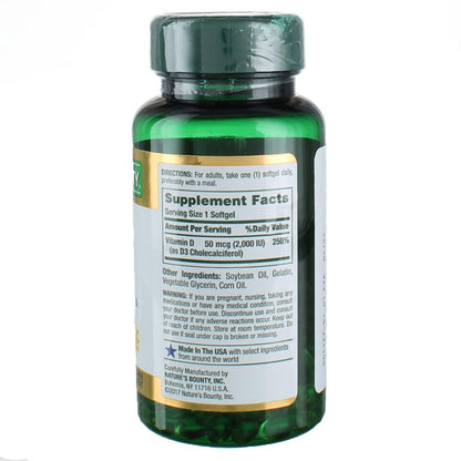 Nature's Bounty Vitamin D3 2000 IU Softgels Pack of 4 (150 ea)