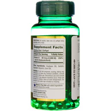 Nature's Bounty Vitamin D3 2000 IU Softgels Pack of 4 (150 ea)