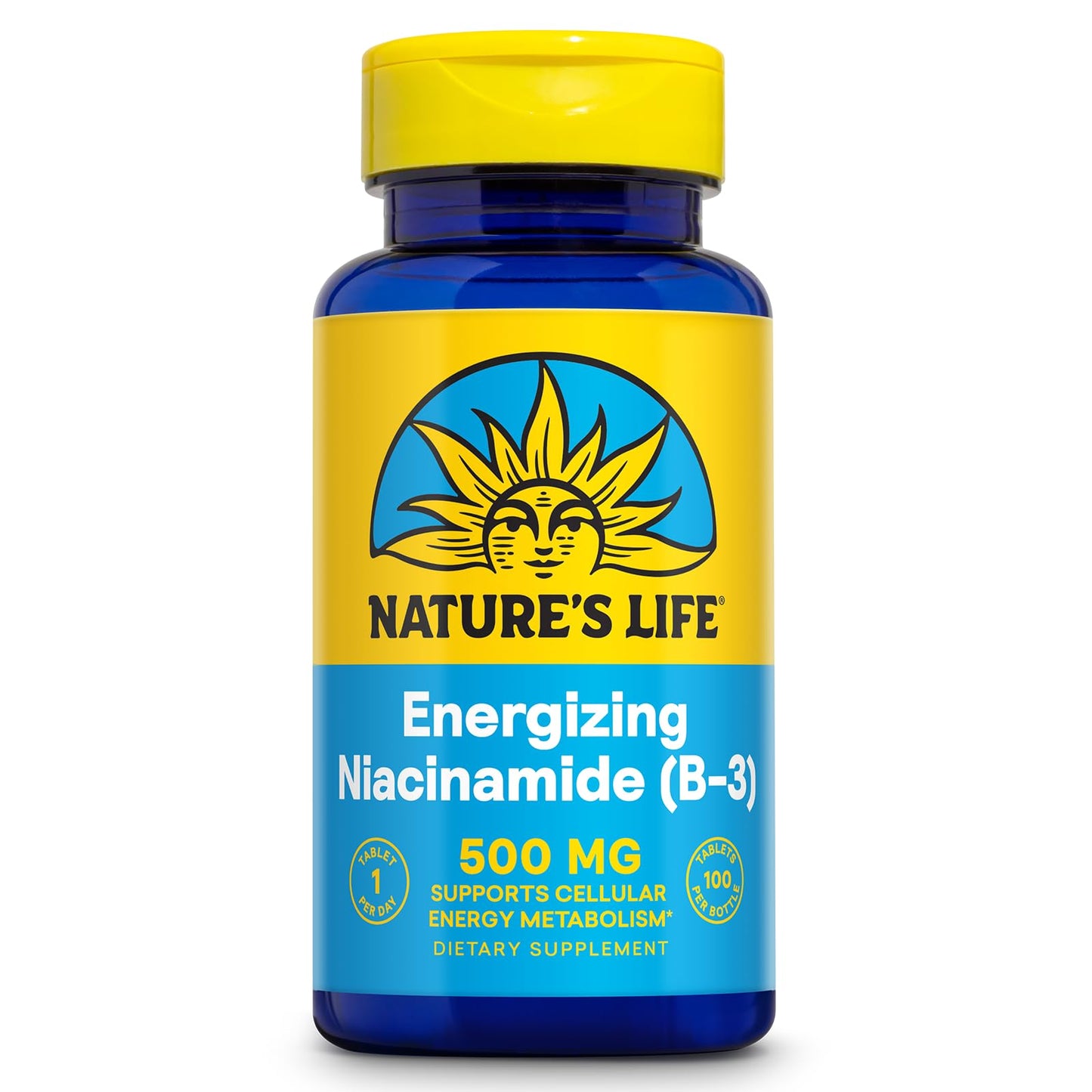 Nature's Life Niacinamide 500mg No-Flush Vitamin B3 Supplement | 100 Tablets