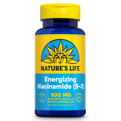 Nature's Life Niacinamide 500mg No-Flush Vitamin B3 Supplement | 100 Tablets