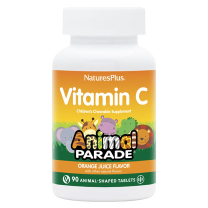 Nature's Plus Animal Parade Vitamin C for Kids - Orange Flavor, 90 Chewables (45 Servings)