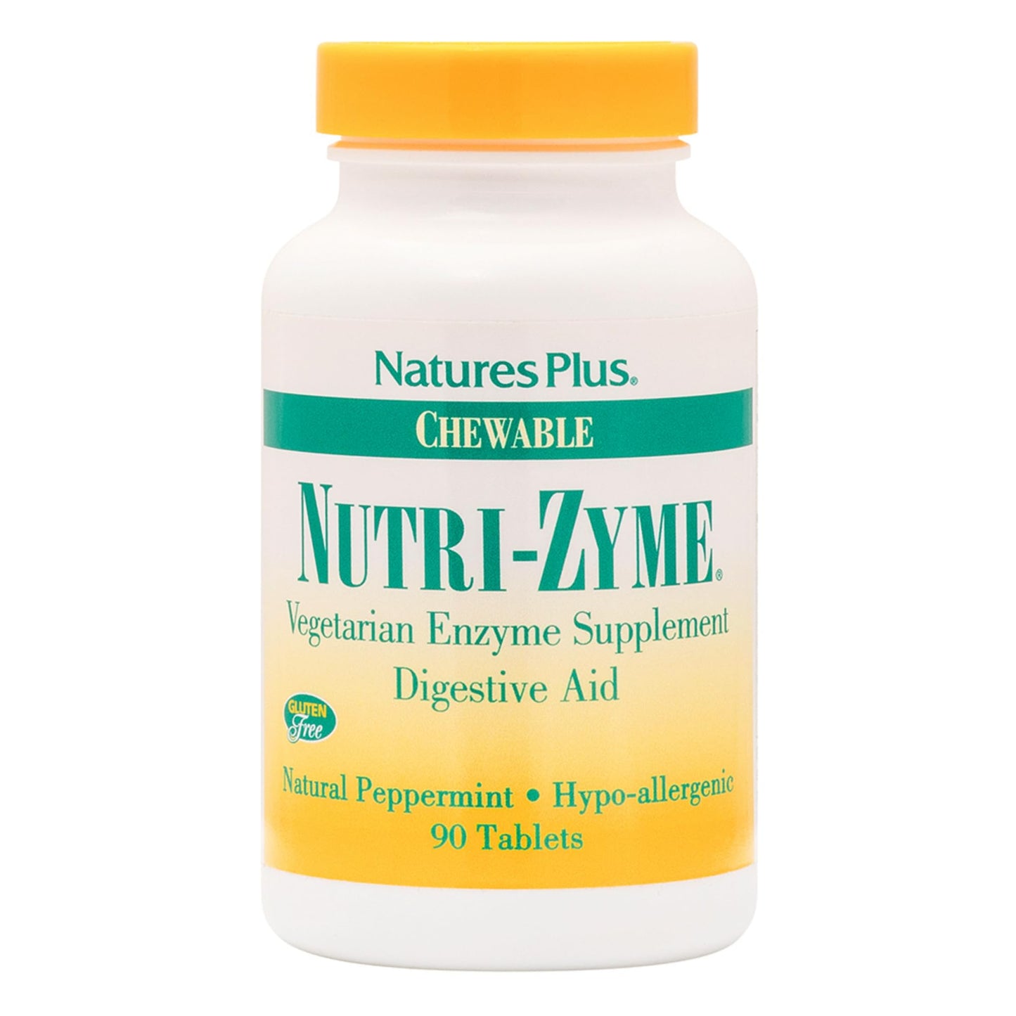 Nature's Plus Nutri-Zyme Peppermint Chewables – 90 Tablets, Vegetarian Digestive Enzymes, Gluten-Free