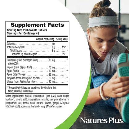 Nature's Plus Nutri-Zyme Peppermint Chewables – 90 Tablets, Vegetarian Digestive Enzymes, Gluten-Free