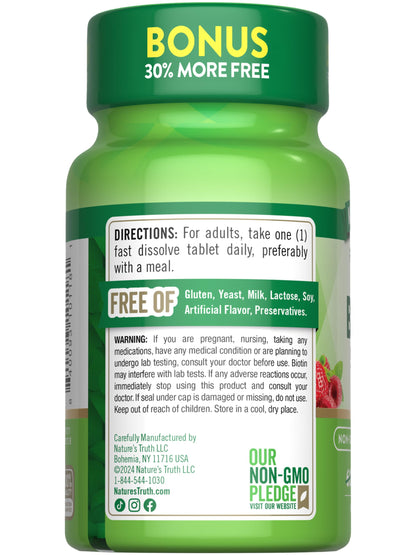 Nature's Truth Biotin 5000mcg | 78 Fast-Dissolve Tablets | Berry Flavor | Vegan, Non-GMO & Gluten Free (Pack of 2)