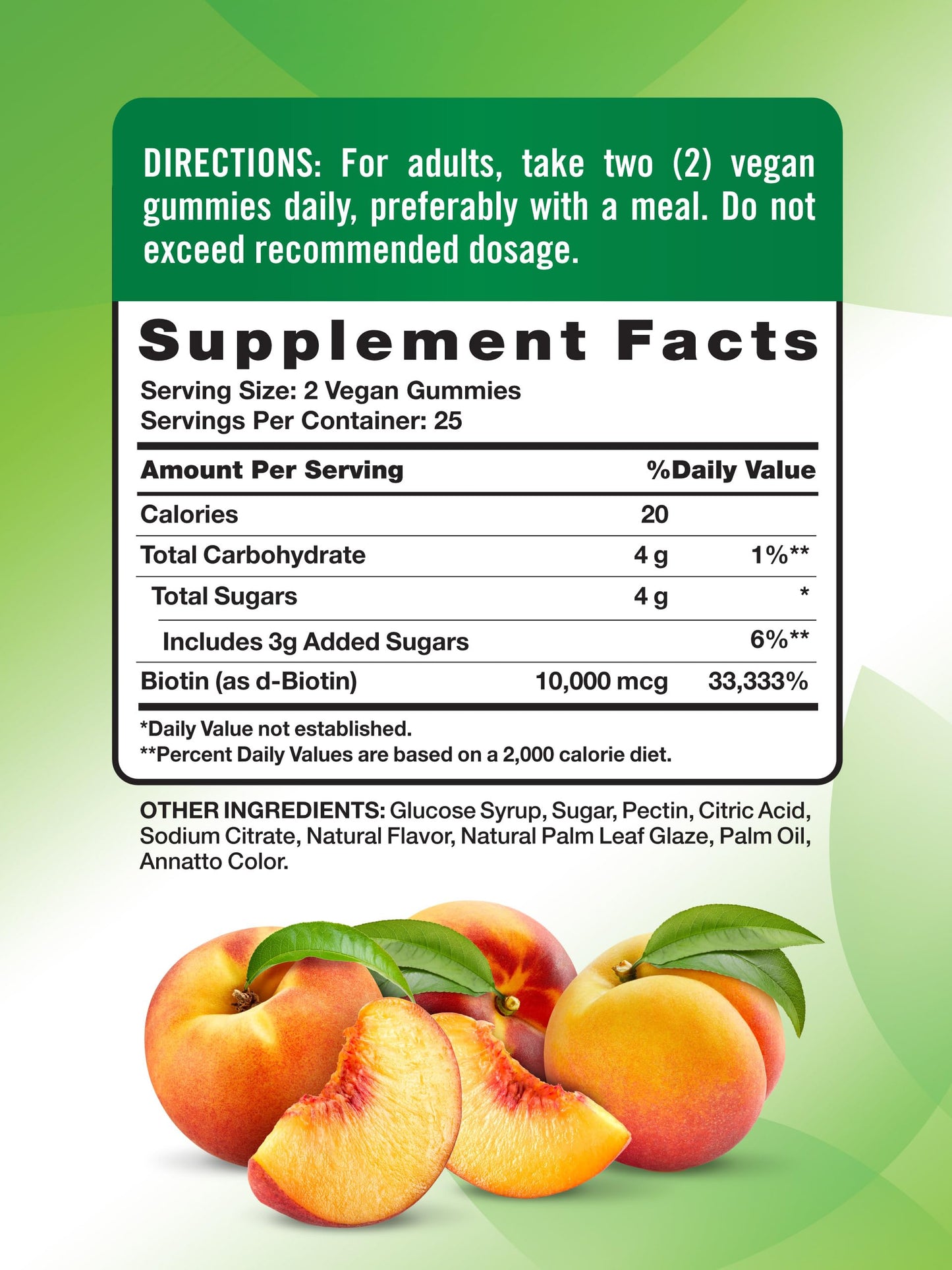 Nature's Truth Biotin Gummies 10000 mcg | 50 Count | Vegan, Non-GMO & Gluten Free | Peach