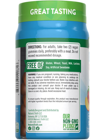 Nature's Truth Biotin Gummies 10000 mcg | 50 Count | Vegan, Non-GMO & Gluten Free | Peach