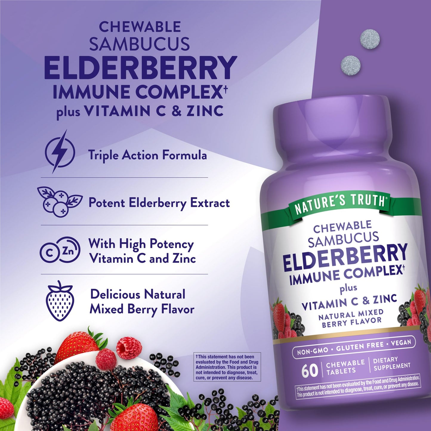 Nature's Truth Elderberry Immune Complex – 60 Chewables
