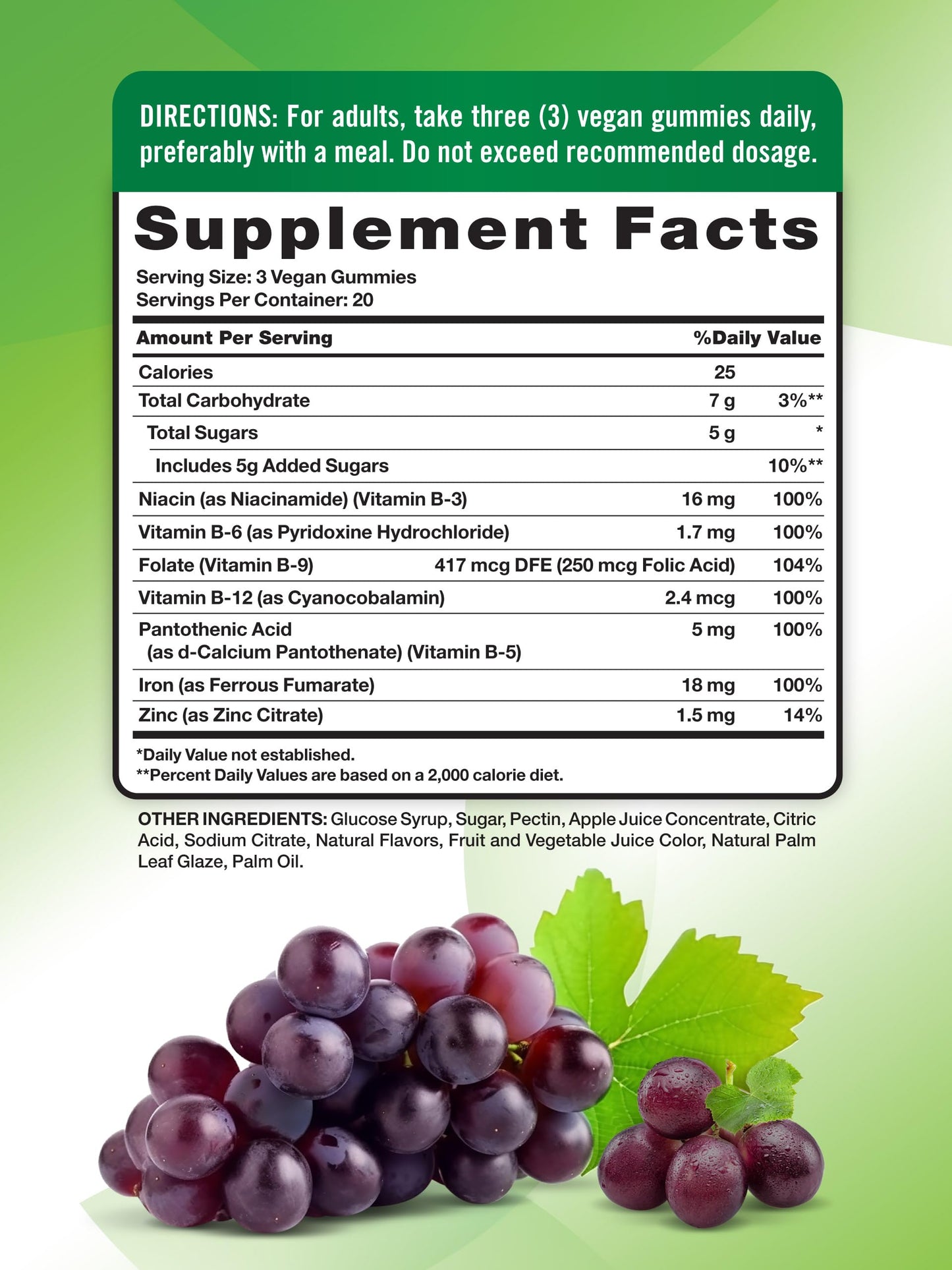 Nature's Truth Iron Gummies – 60 Count | Vegan, Gluten Free, Non-GMO | Zinc & B Vitamins | Grape Flavor