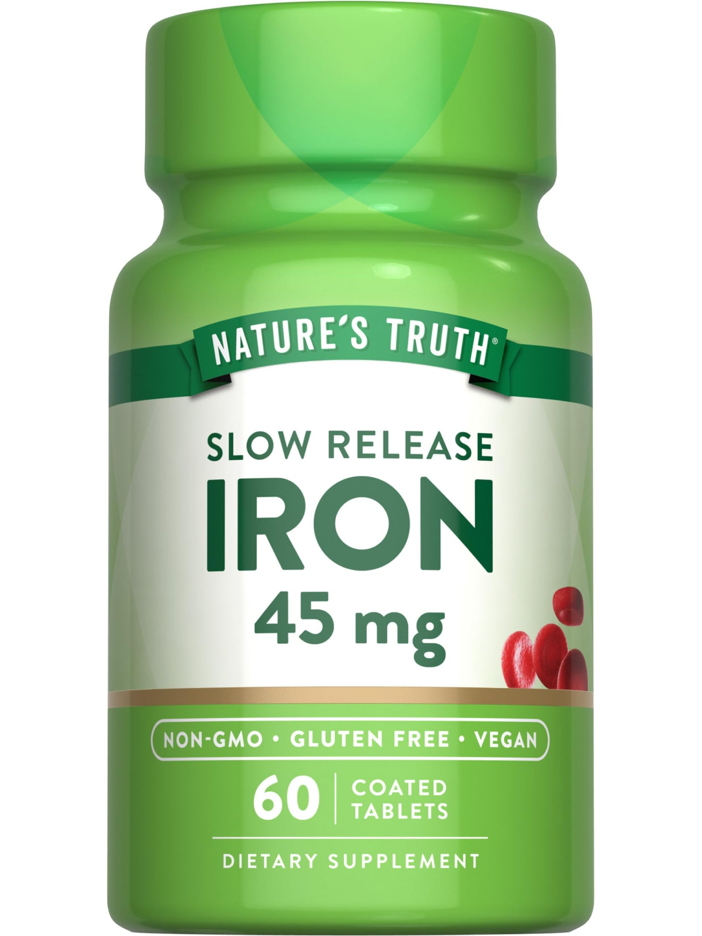 Nature's Truth Iron Supplement – 45 mg, 60 Pills, Ferrous Sulfate | Non-GMO & Gluten Free