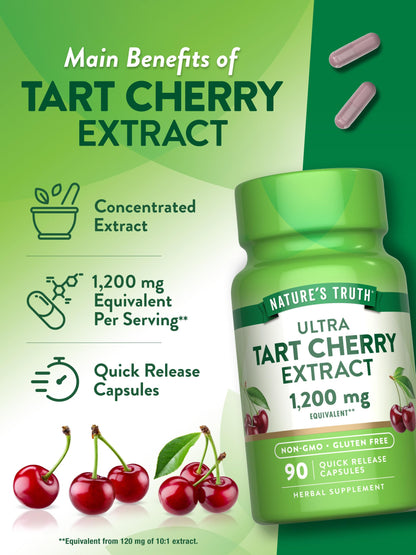 Nature's Truth Tart Cherry Extract Capsules – 1200 mg, 90 Count | Non-GMO & Gluten Free