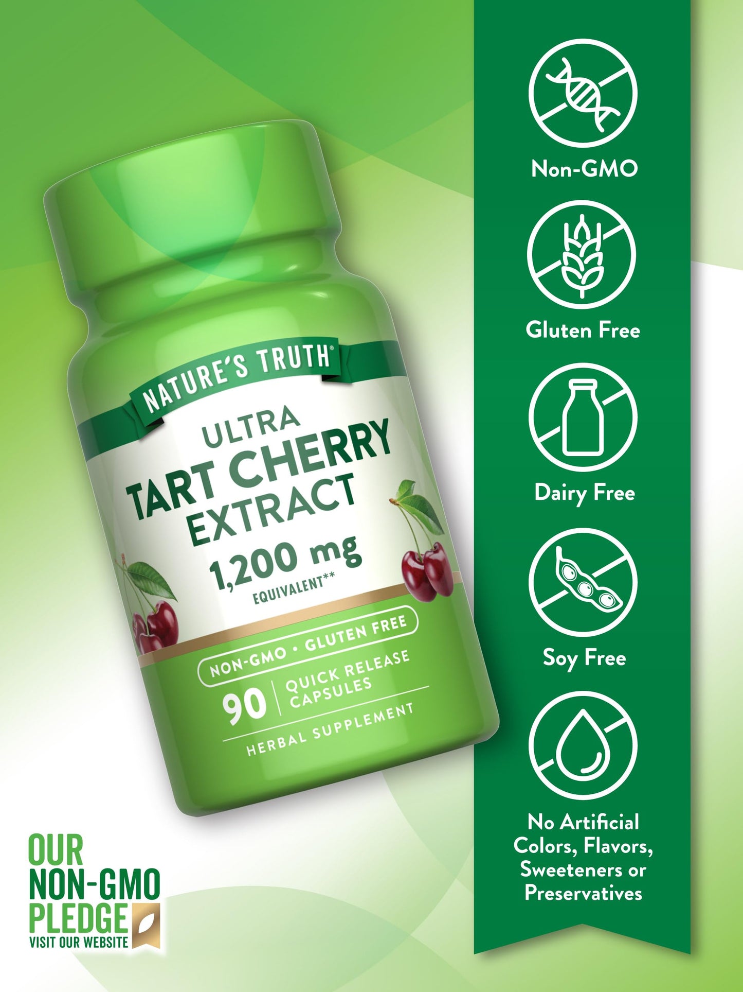 Nature's Truth Tart Cherry Extract Capsules – 1200 mg, 90 Count | Non-GMO & Gluten Free