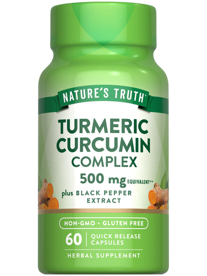 Nature's Truth Turmeric Curcumin with Black Pepper Extract - 500mg, 60 Capsules | Non-GMO & Gluten-Free