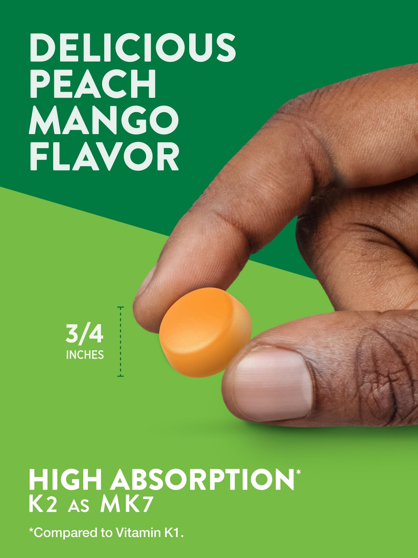 Nature's Truth Vitamin D3 + K2 Gummies – 50-Count (Pack of 2) | Peach Mango | Vegetarian, Non-GMO & Gluten Free
