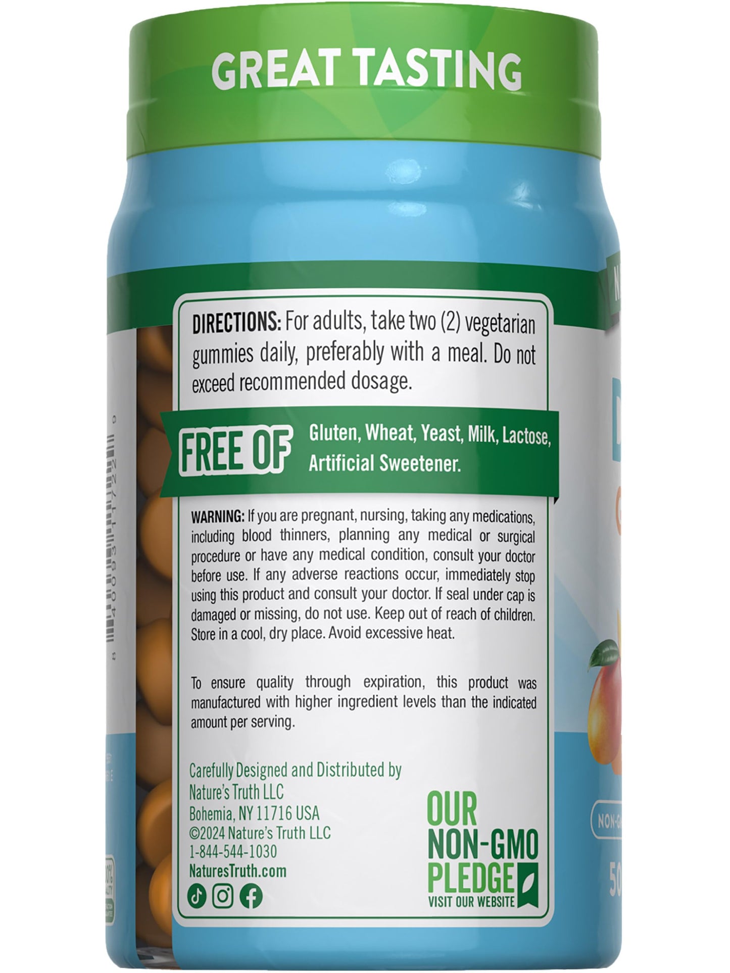 Nature's Truth Vitamin D3 + K2 Gummies – 50-Count (Pack of 2) | Peach Mango | Vegetarian, Non-GMO & Gluten Free