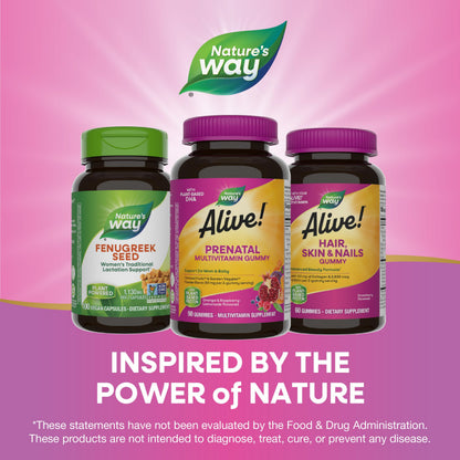 Nature’s Way Alive! Prenatal Gummies – Plant-Based DHA, 90 Gummies, Vegetarian