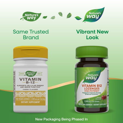 Nature's Way Vitamin B12 Lozenge 2-Pack - 2000 mcg Cherry - Vegetarian Gluten-Free