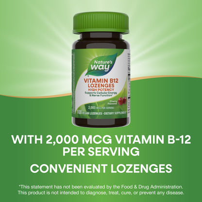 Nature's Way Vitamin B12 Lozenge 2-Pack - 2000 mcg Cherry - Vegetarian Gluten-Free