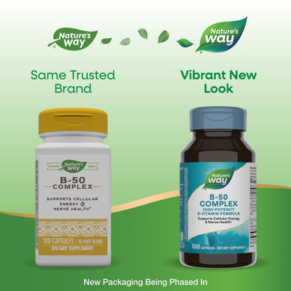 Nature's Way B-50 Complex – Cellular Energy & Nerve Health (Gluten Free) | 100 Capsules