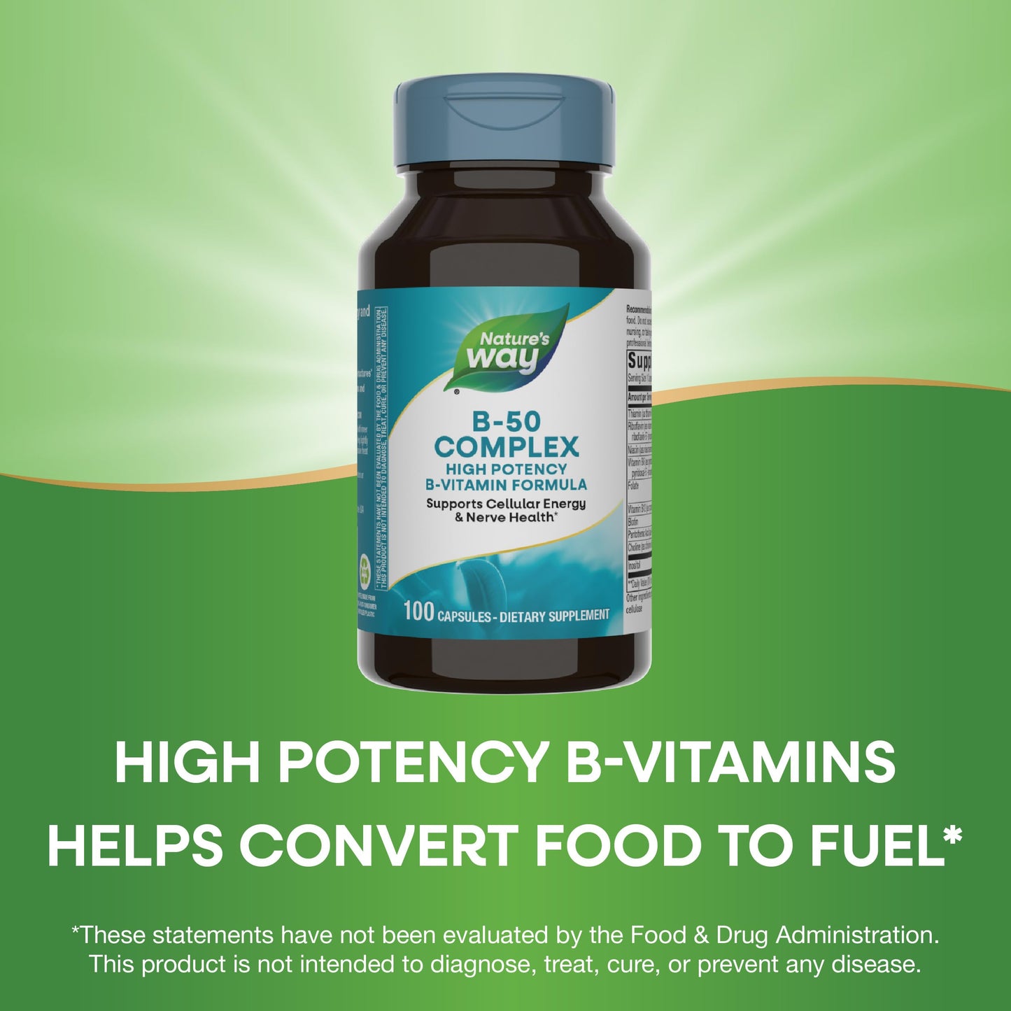 Nature's Way B-50 Complex – Cellular Energy & Nerve Health (Gluten Free) | 100 Capsules