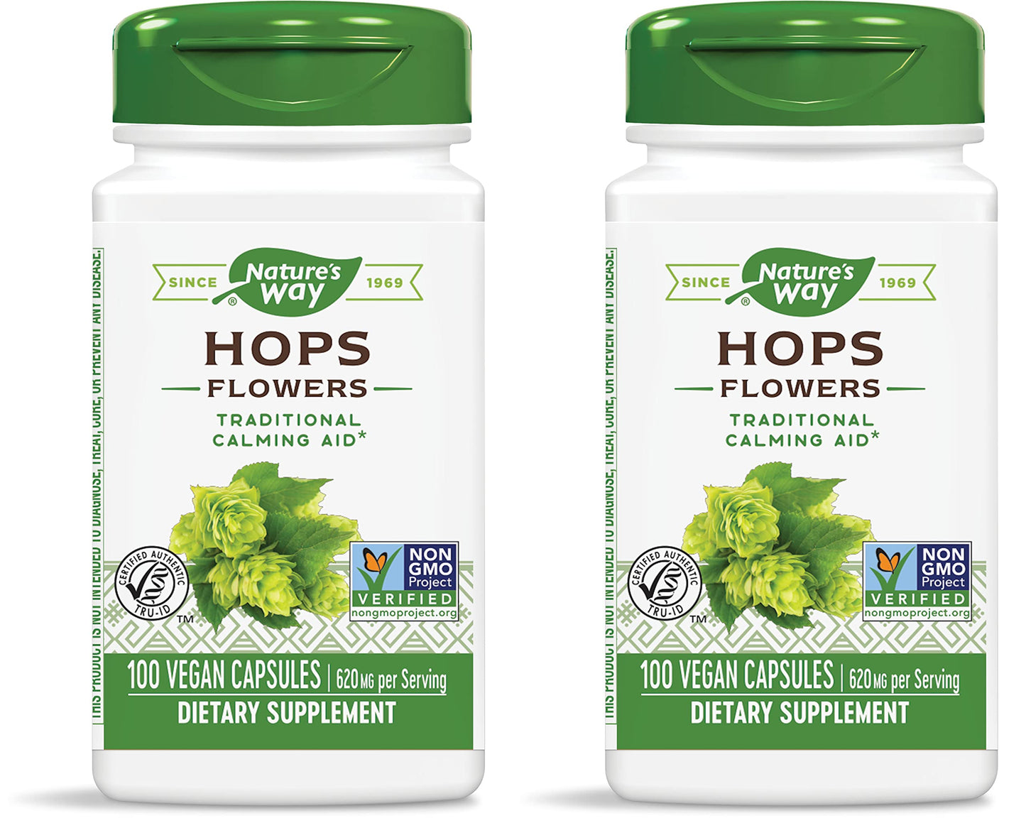 Nature's Way Hops Flowers - Calming Aid, 620 mg per 2-Capsule Serving