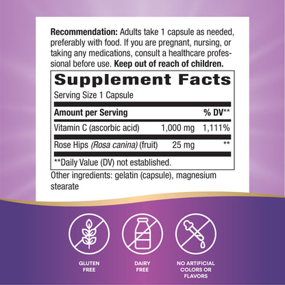 Nature's Way Vitamin C with Rose Hips – Extra Strength 1000 mg/Serving