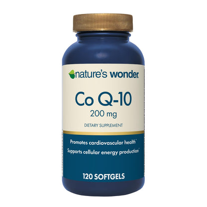 Nature's Wonder CoQ10 Supplement - CoQ10 200mg Softgels to Support Heart Health, Cardiovascular Function, and Cellular Energy Production, 120 Softgels, 120 Days Supply