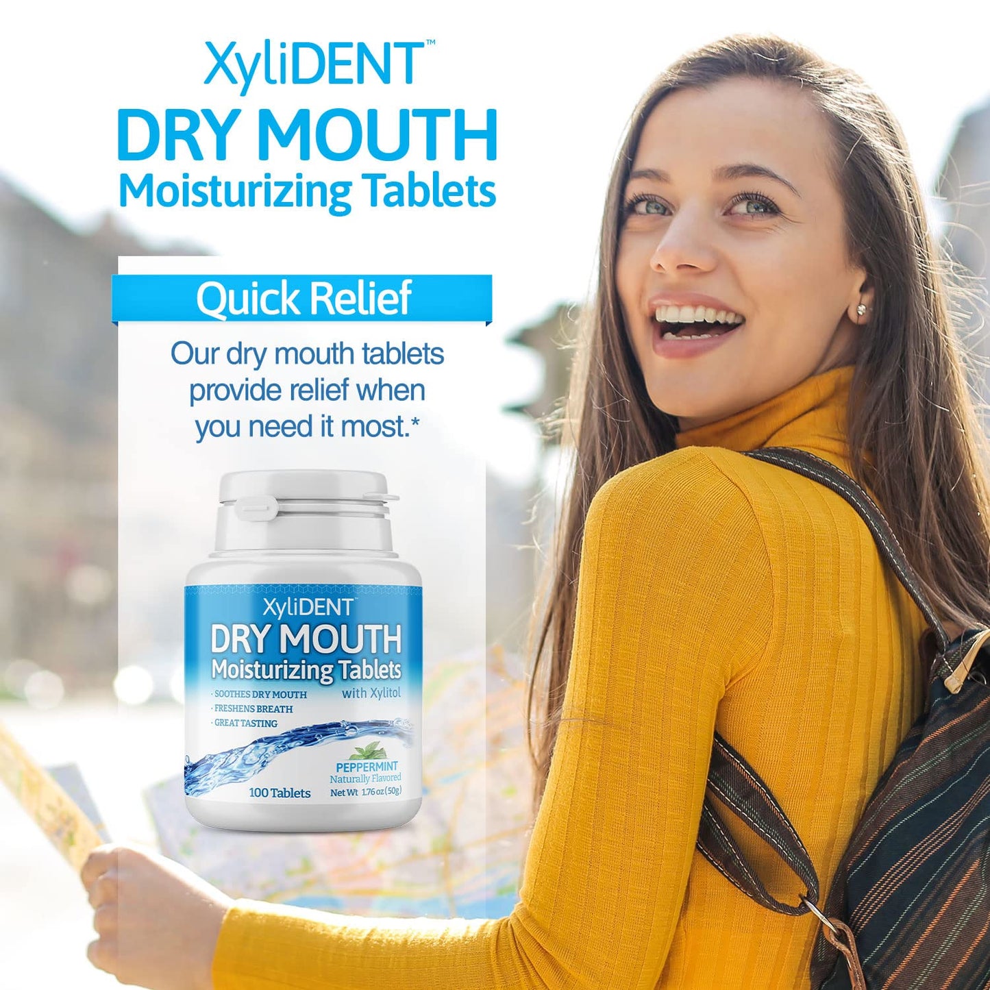 Nature's Stance XyliDENT Dry Mouth Tablets – Stimulate Saliva & Fresh Breath (Peppermint)