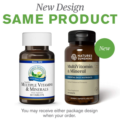 Nature's Sunshine Multivitamins & Minerals - 60 Tablets | 100% Daily Value for 17 Essential Vitamins & Minerals