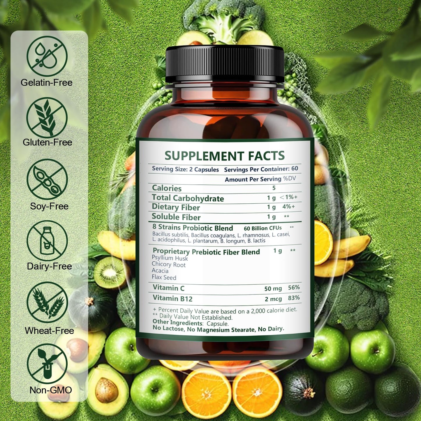 Nature Target Prebiotic Fiber + 60B Probiotics – Digestive Health