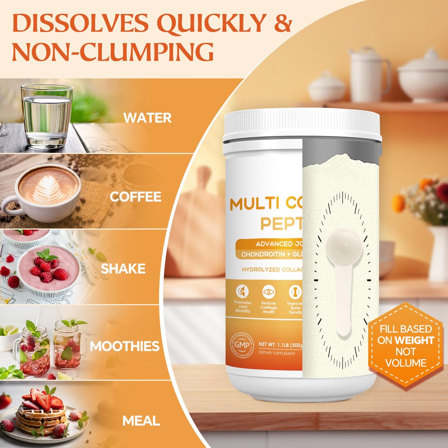 Nature Target Multi-Collagen-Peptides Powder – Joint Support, 50 Servings, Non-GMO