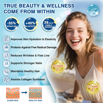 NATURE TARGET Marine Collagen Powder for Women - Hair, Skin, Nails & Joints - 50 Servings