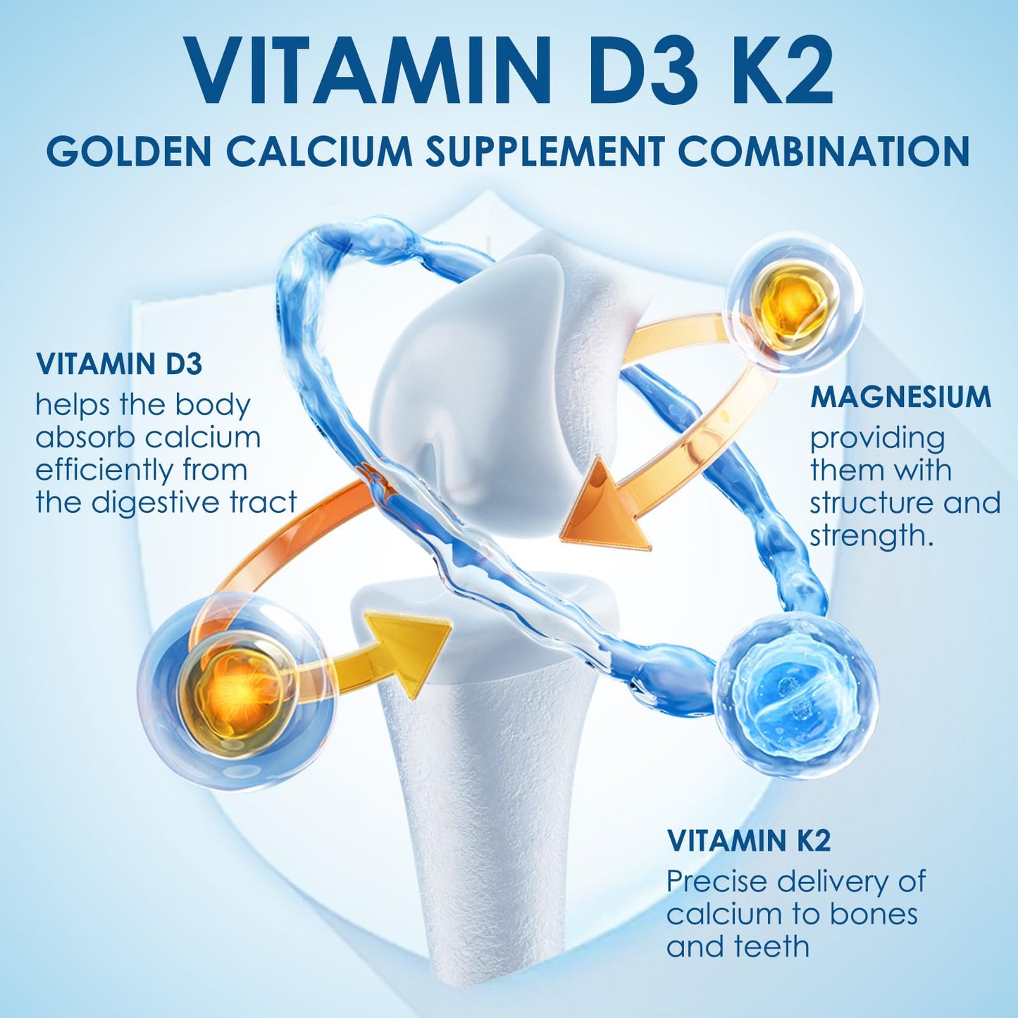 NATURE TARGET Vitamin D3 K2 with Calcium & Magnesium — 6-in-1 Bone & Heart Support, 5000 IU D3, 120 mcg K2 | Gluten-Free, 120 Servings